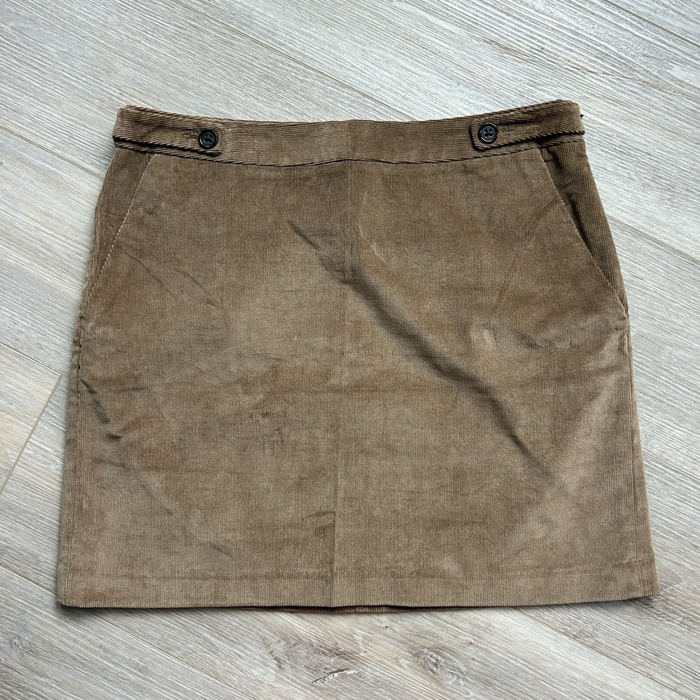 Banana Republic Women's Size 10 Skirt Tan Corduroy Mini Side Zip